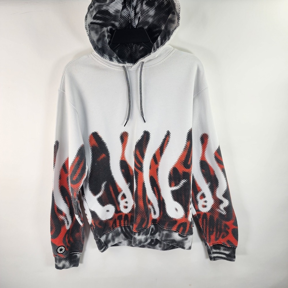 Octopus Halftone Tentacle Hoodie Men's S White Red Black Italian Streetwear